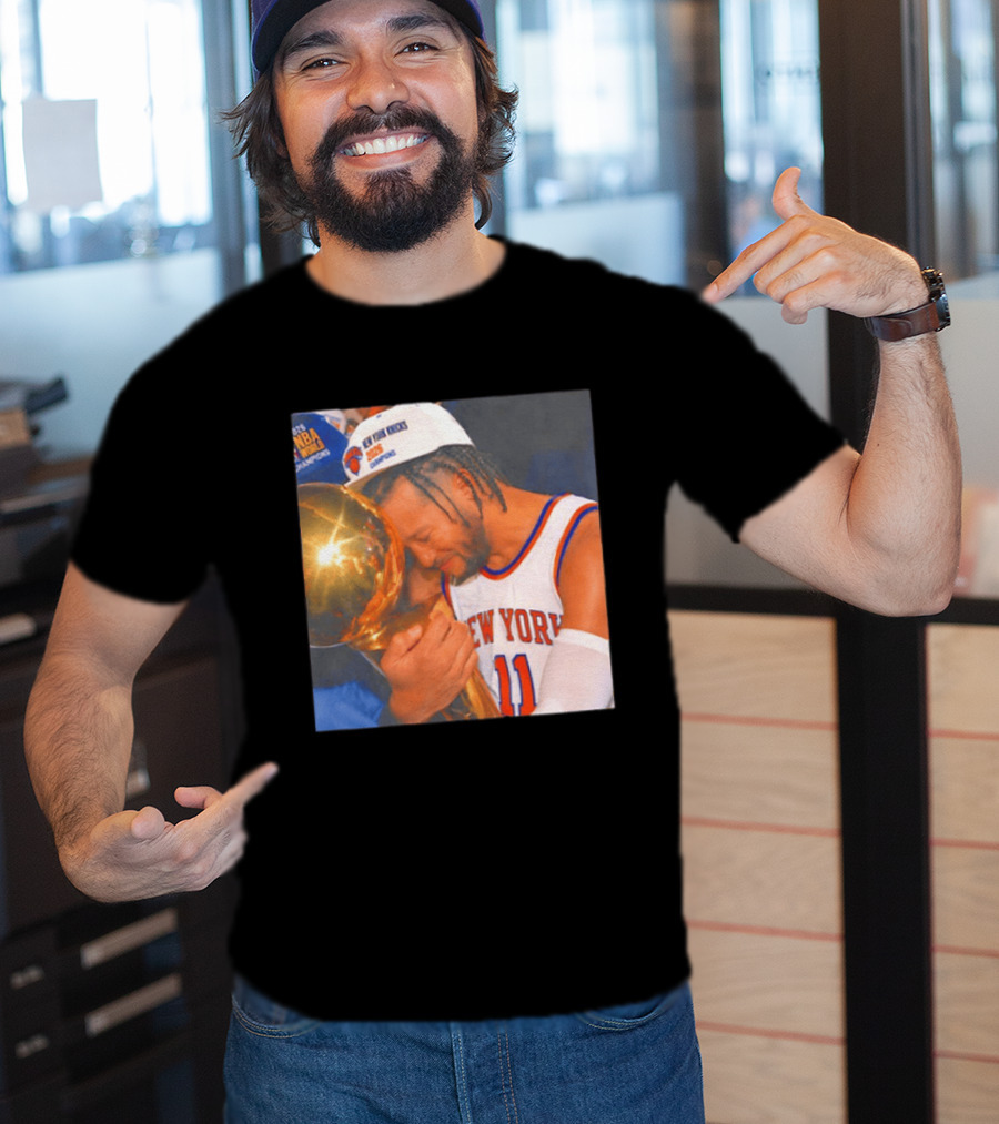 New York Knicks Jalen Brunson 2026 NBA Champions Trophy Moment T-Shirt