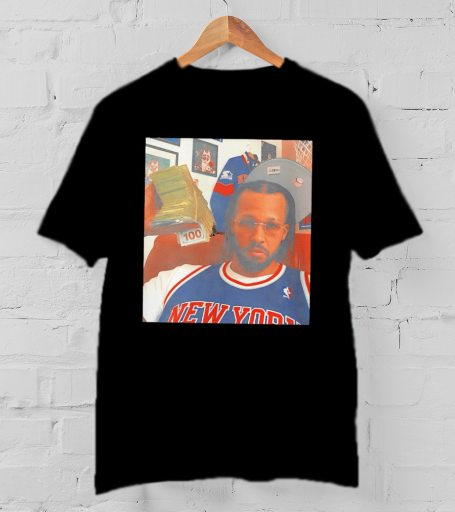 New York Knicks Jalen Brunson Selfie Money Stacks NBA Jersey T-Shirt