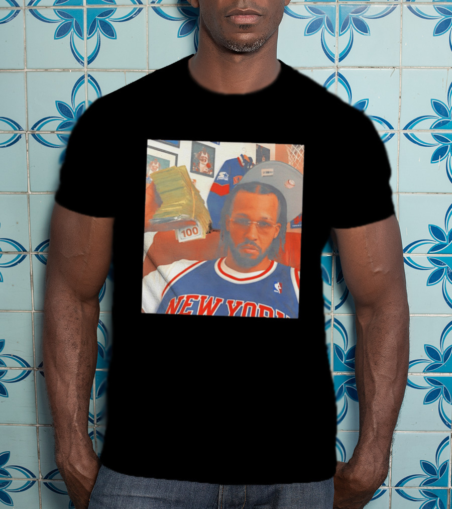 New York Knicks Jalen Brunson Selfie Money Stacks NBA Jersey T-Shirt