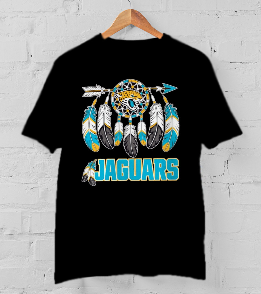 Jacksonville Jaguars Dreamcatcher Feather Arrow Turquoise Yellow Black T-Shirt