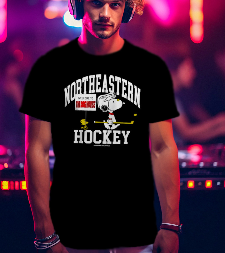 Northeastern Hockey Peanuts Snoopy The Doghouse Collaboration T-Shirt