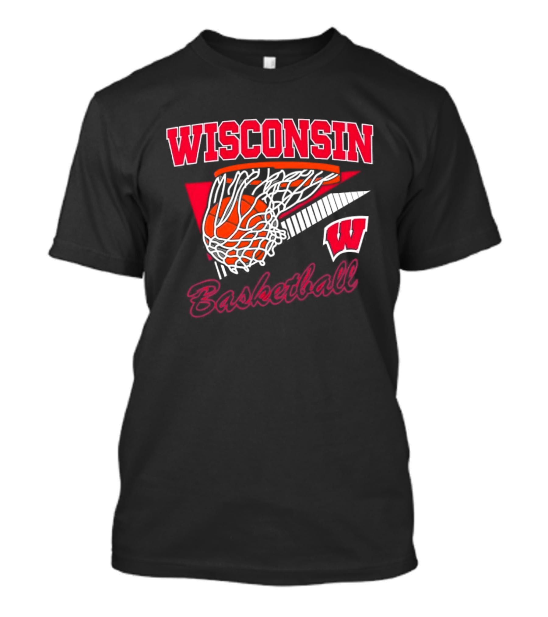 Wisconsin Basketball Swish With Hoop And Ball T-Shirt