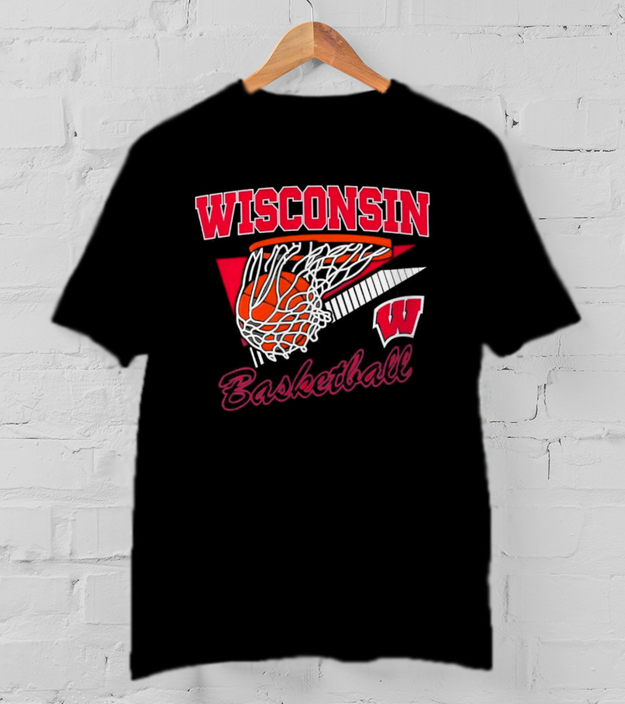 Wisconsin Basketball Swish With Hoop And Ball T-Shirt