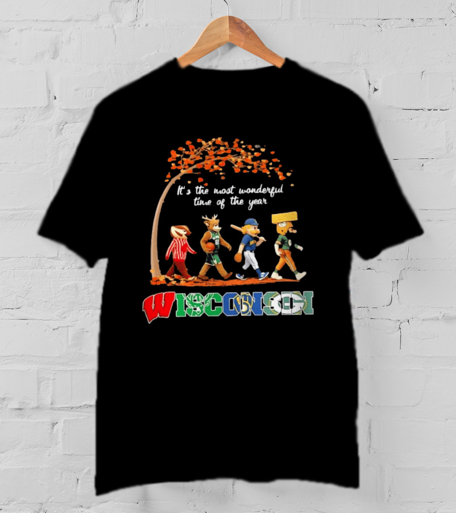 Wisconsin Sports Mascots It's The Most Wonderful Time Of The Year Autumn T-Shirt