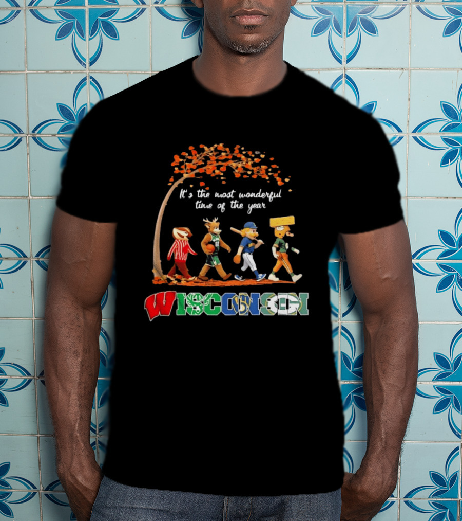 Wisconsin Sports Mascots It's The Most Wonderful Time Of The Year Autumn T-Shirt