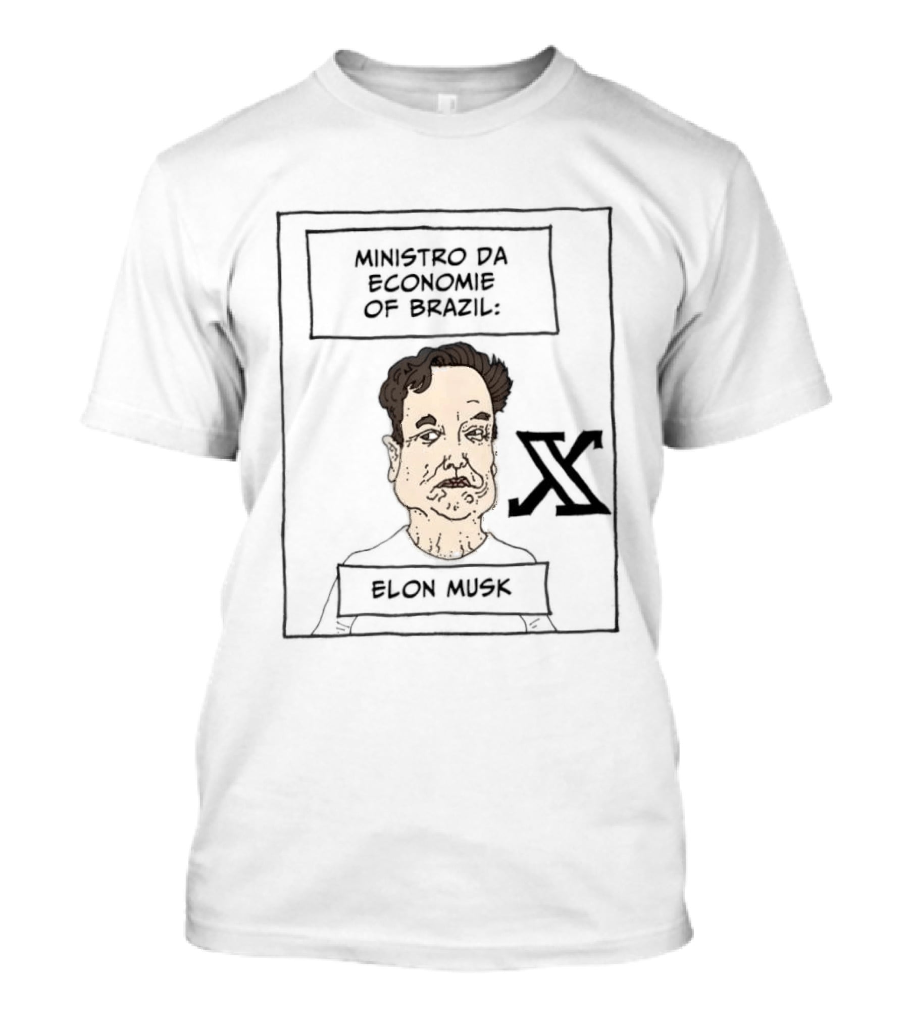 Elon Musk Ministro Da Economie Of Brazil X Symbol Drawing T-Shirt