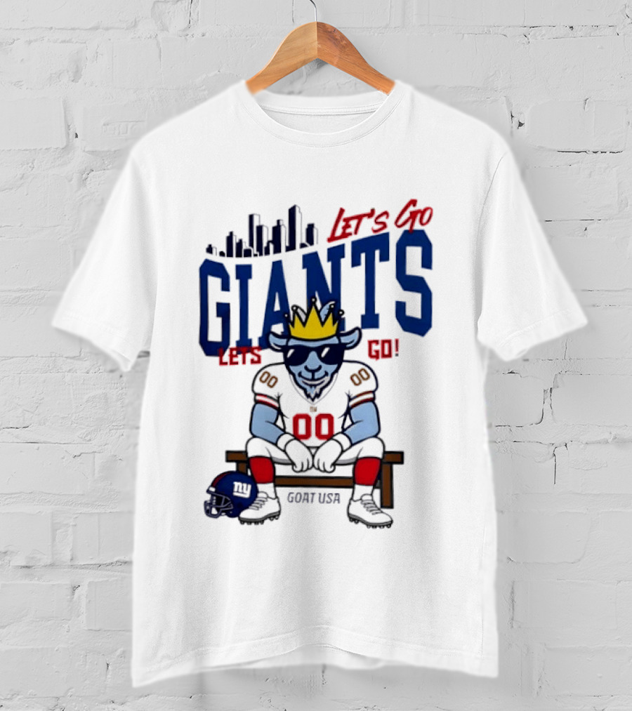 Goat USA Let's Go Giants New York Let's Go Skyline Football Player T-Shirt