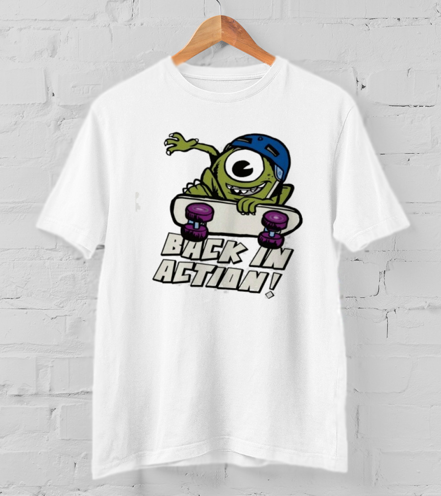 Mike Wazowski Back In Action Skateboard Helmet T-Shirt