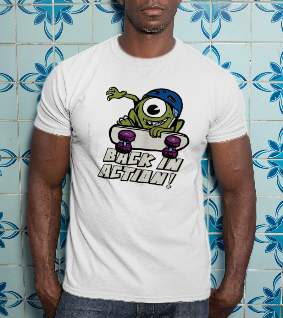 Mike Wazowski Back In Action Skateboard Helmet T-Shirt