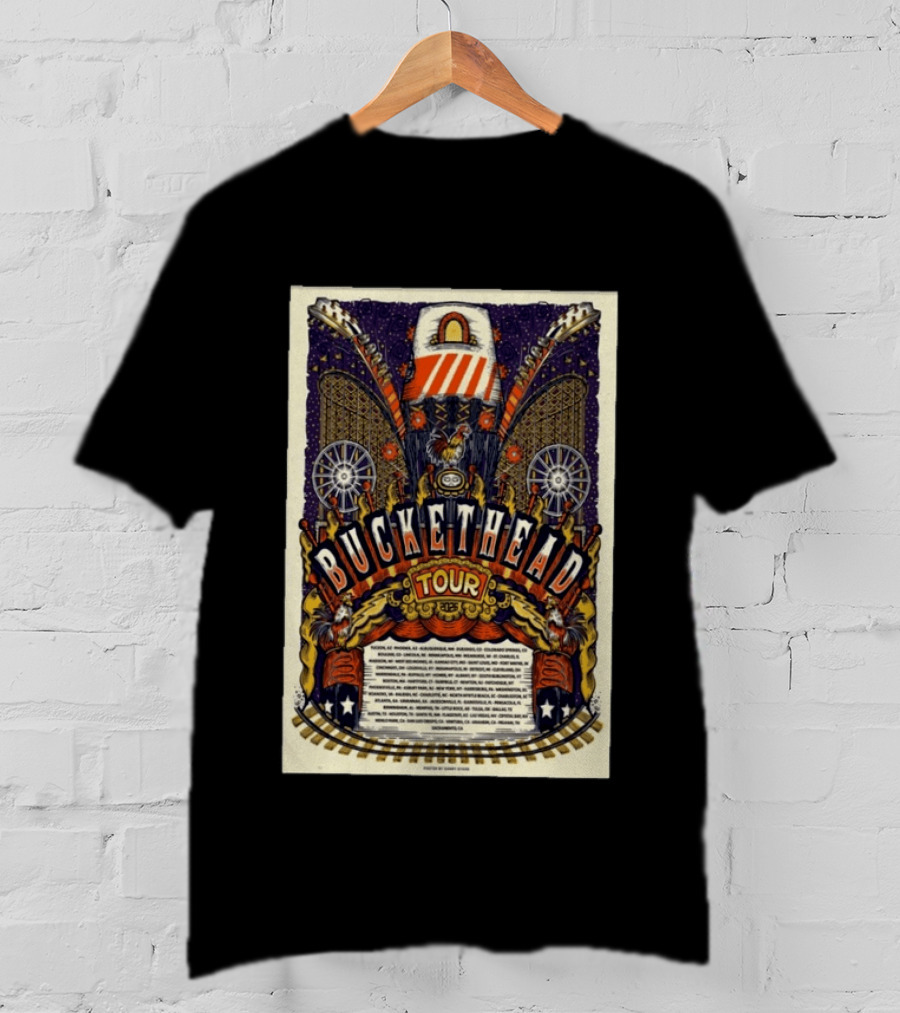 Buckethead 2026 Tour Psychedelic Rock Art With Guitars And Illustrations T-Shirt