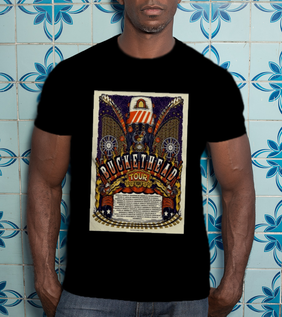 Buckethead 2026 Tour Psychedelic Rock Art With Guitars And Illustrations T-Shirt
