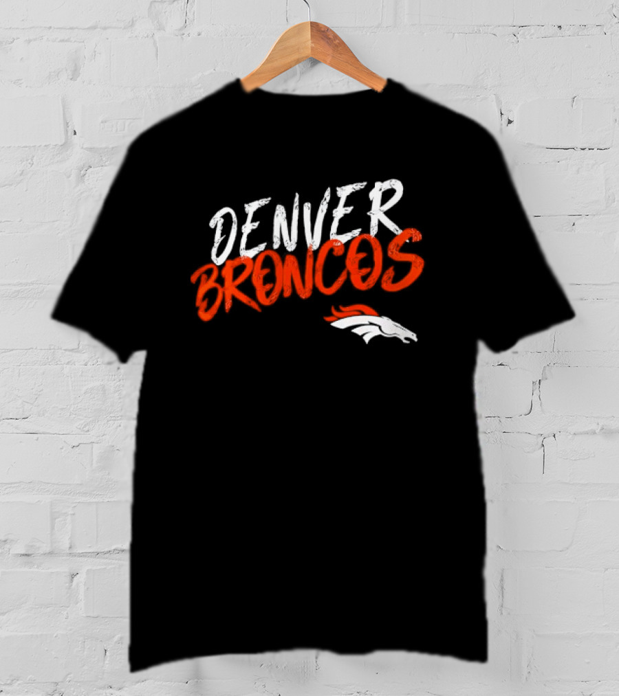 Denver Broncos Team Spirit Bold Brush Script With Iconic Horse T-Shirt
