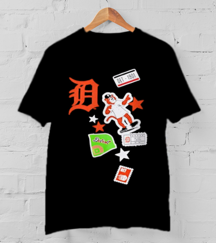 Detroit Tigers New Era Navy City Patch Stars Vintage Baseball Tiger T-Shirt