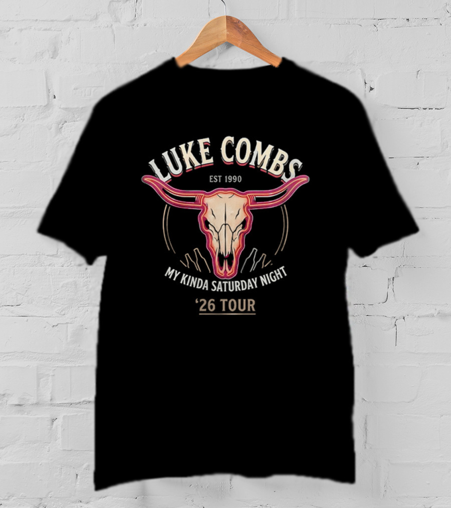 Luke Combs Est 1990 My Kinda Saturday Night 26 Tour Longhorn T-Shirt