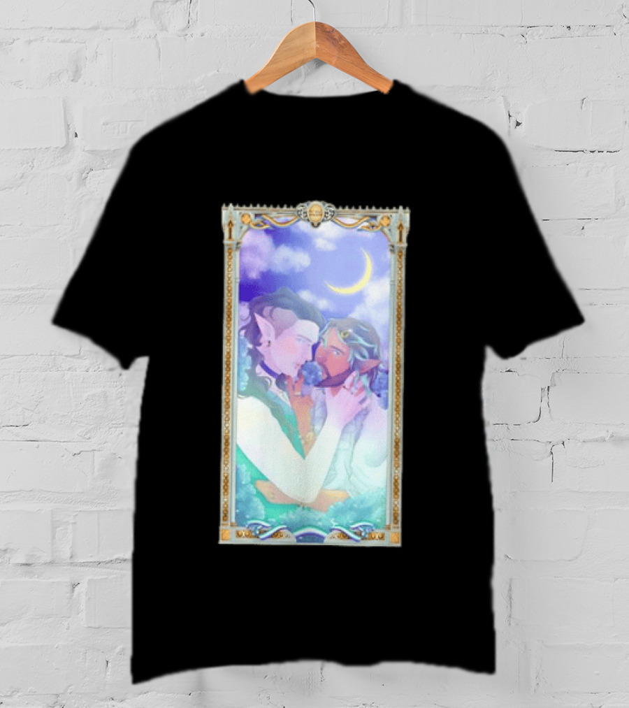 Fantasy Elf Couple 2026 Pride Moon Constellation Floral Romance T-Shirt