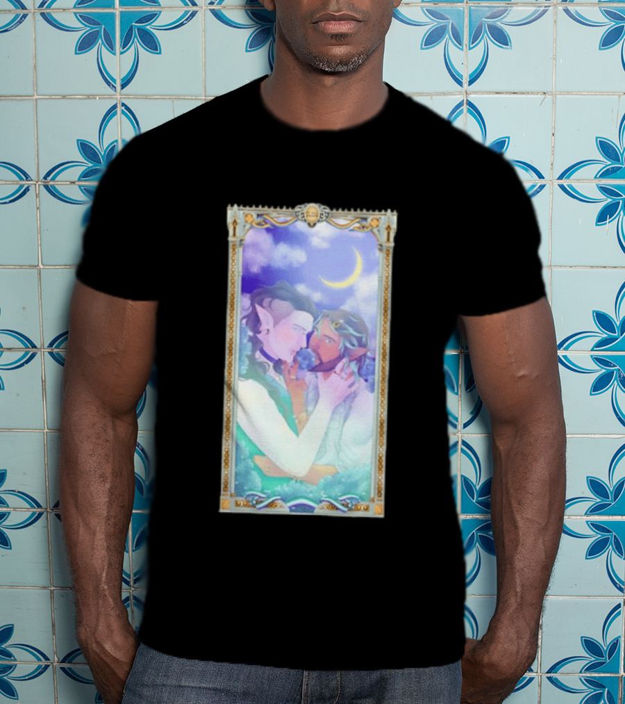 Fantasy Elf Couple 2026 Pride Moon Constellation Floral Romance T-Shirt