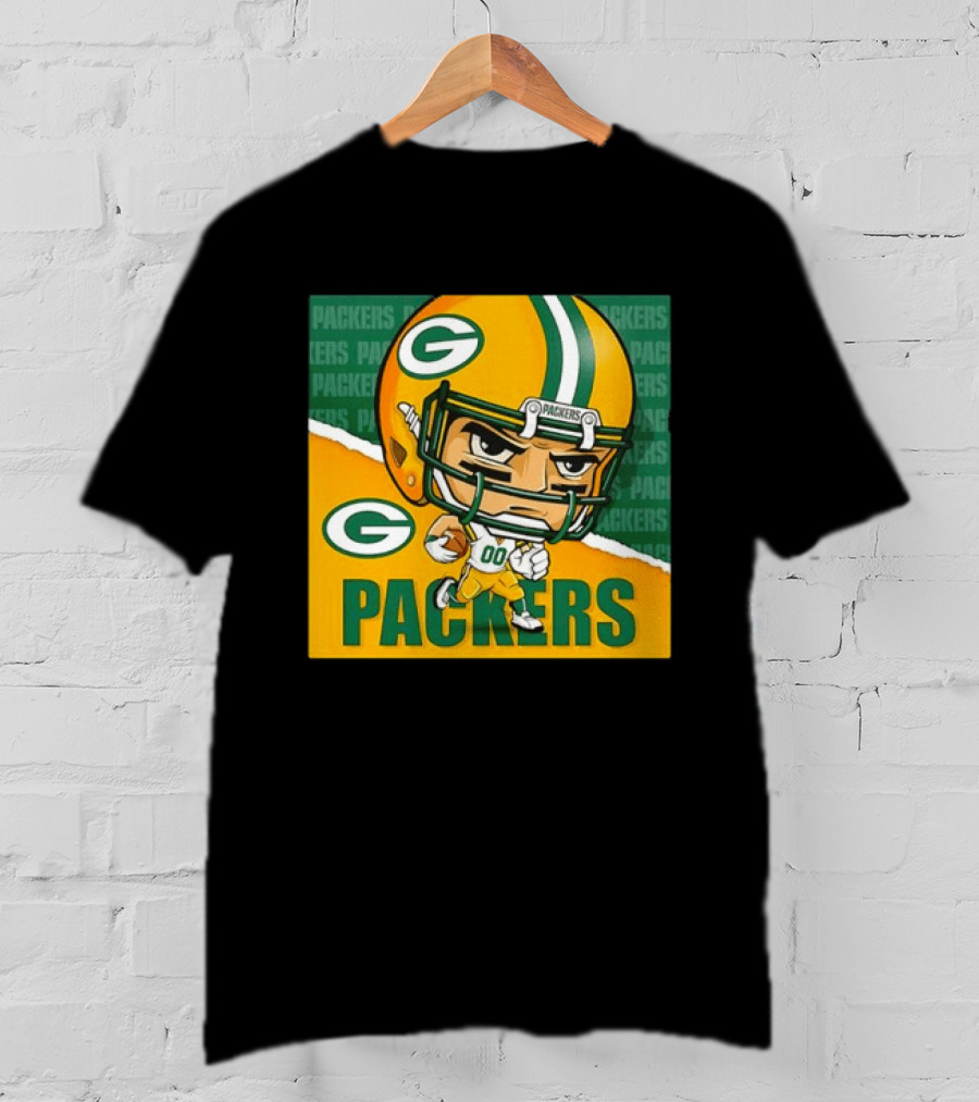 Green Bay Packers Chibi Player Helmet Packers T-Shirt