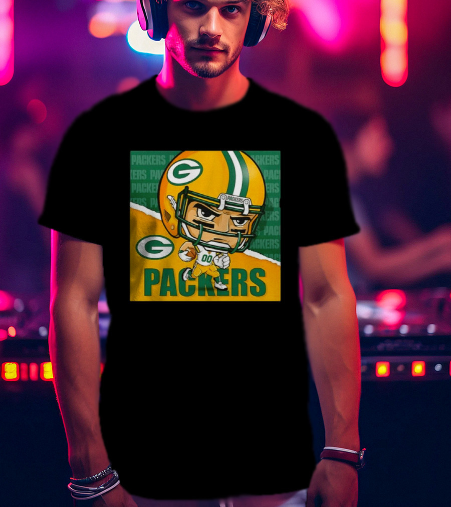 Green Bay Packers Chibi Player Helmet Packers T-Shirt