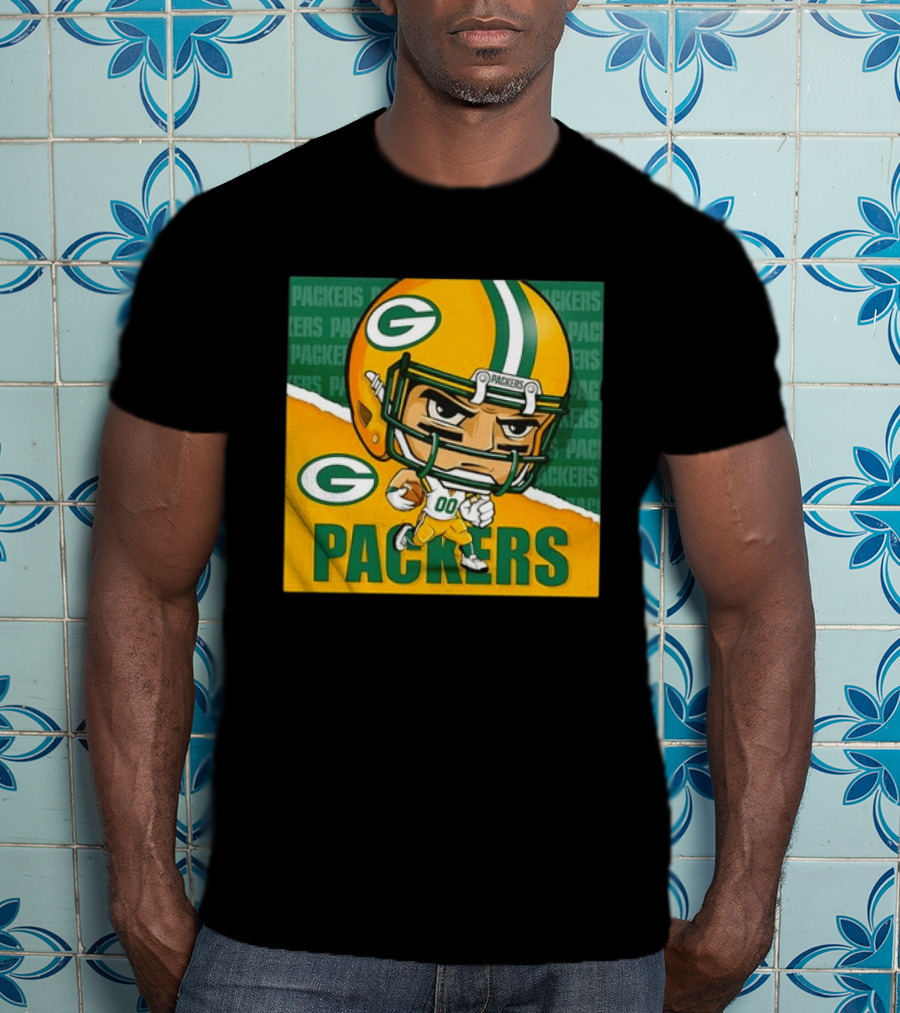 Green Bay Packers Chibi Player Helmet Packers T-Shirt