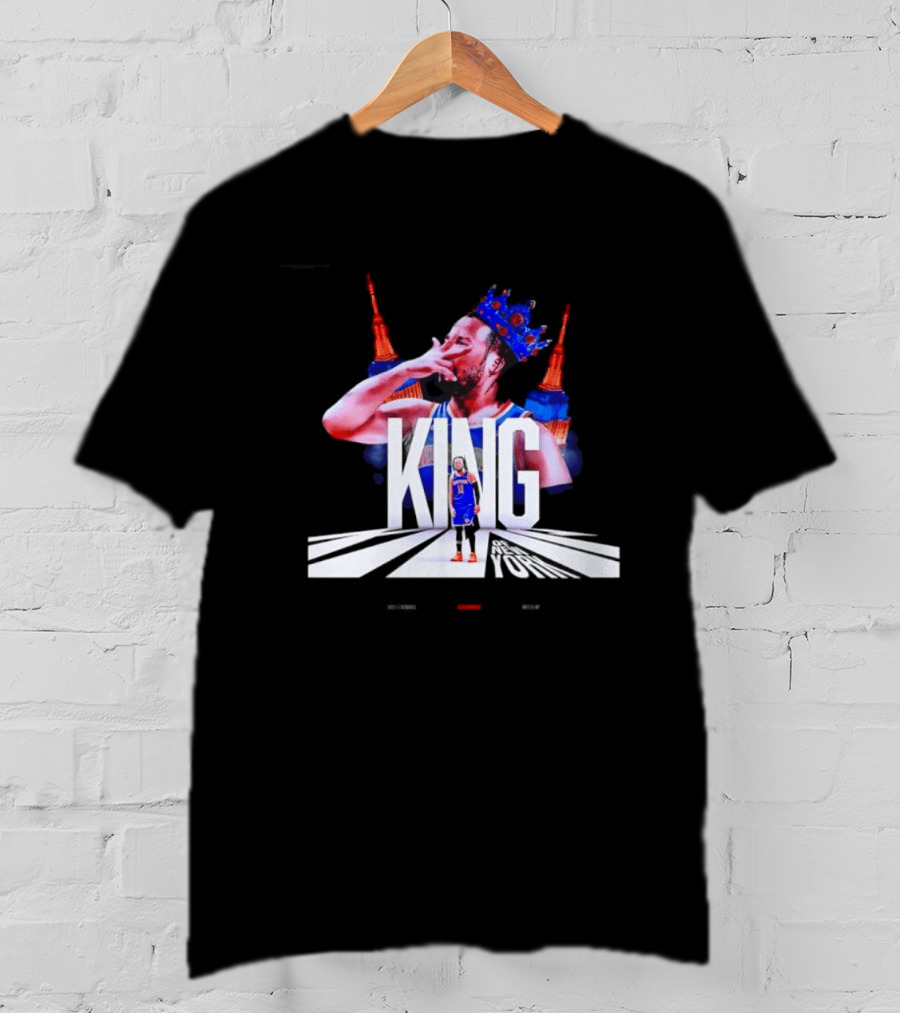 King Of New York Jalen Brunson Crown Basketball Statue Liberty Skyline T-Shirt