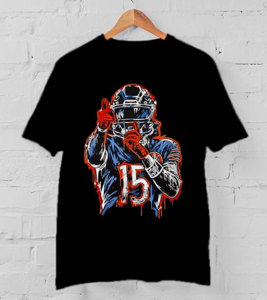 Rome Odunze Chicago Bears Number 15 Football Art Quietly Building T-Shirt