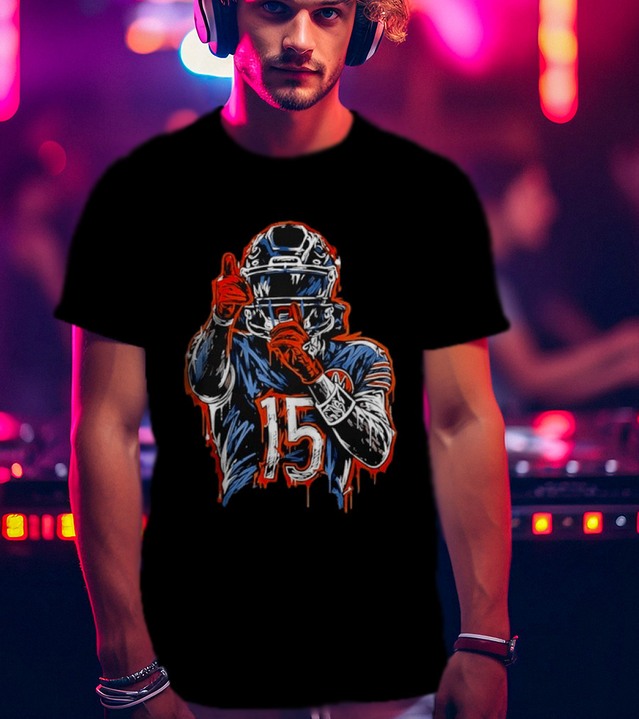 Rome Odunze Chicago Bears Number 15 Football Art Quietly Building T-Shirt