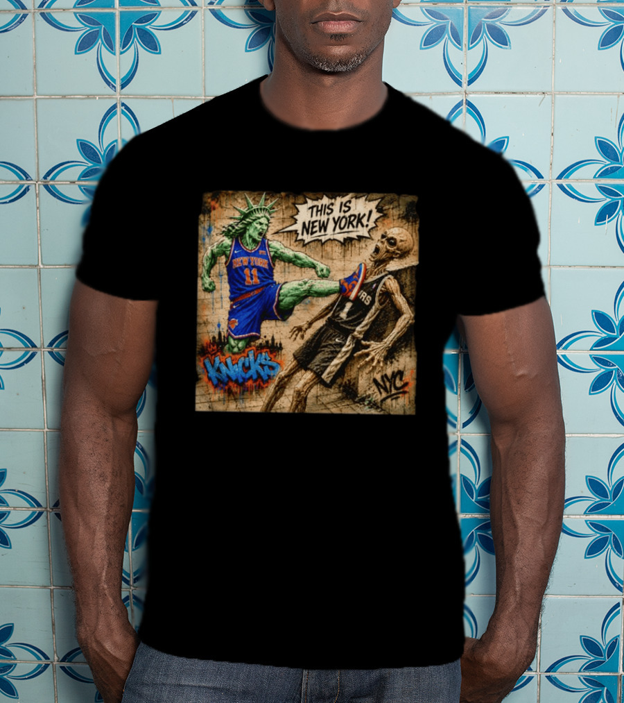 New York Knicks Statue Of Liberty Vs Spurs Basketball NYC This Is New York T-Shirt