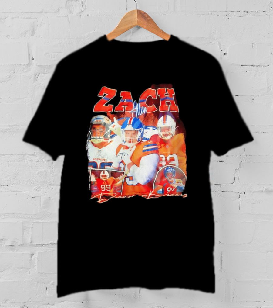Zach Allen 99 Denver Broncos Football Player Collage T-Shirt