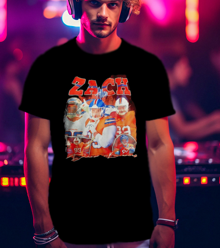 Zach Allen 99 Denver Broncos Football Player Collage T-Shirt