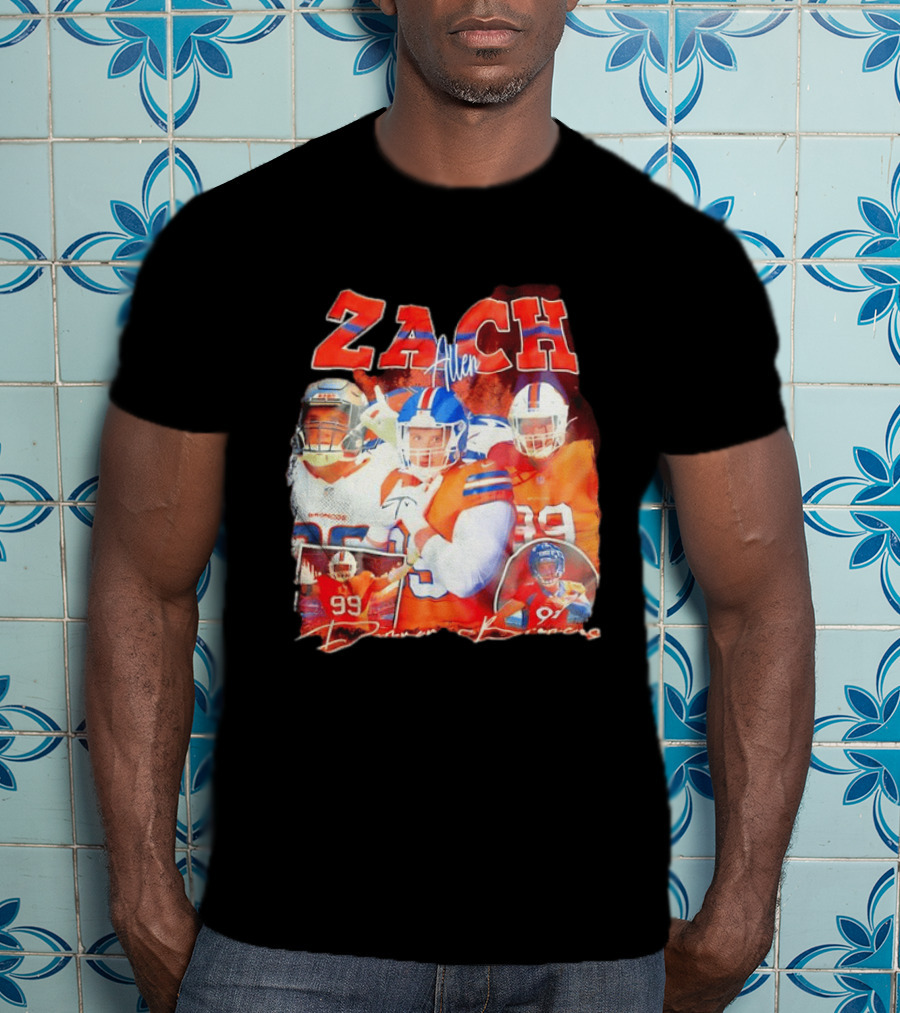 Zach Allen 99 Denver Broncos Football Player Collage T-Shirt