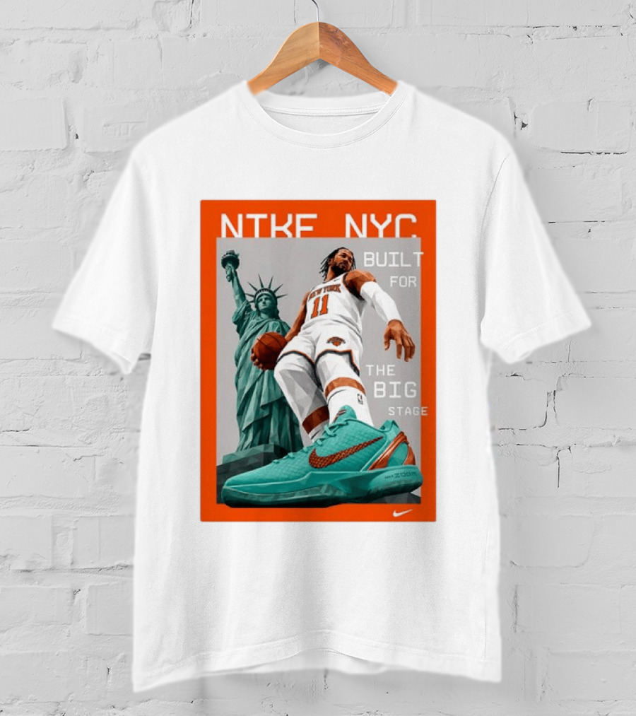 Jalen Brunson New York Knicks NTKE NYC Built For The Big Stage Statue Of Liberty Nike Zoom T-Shirt