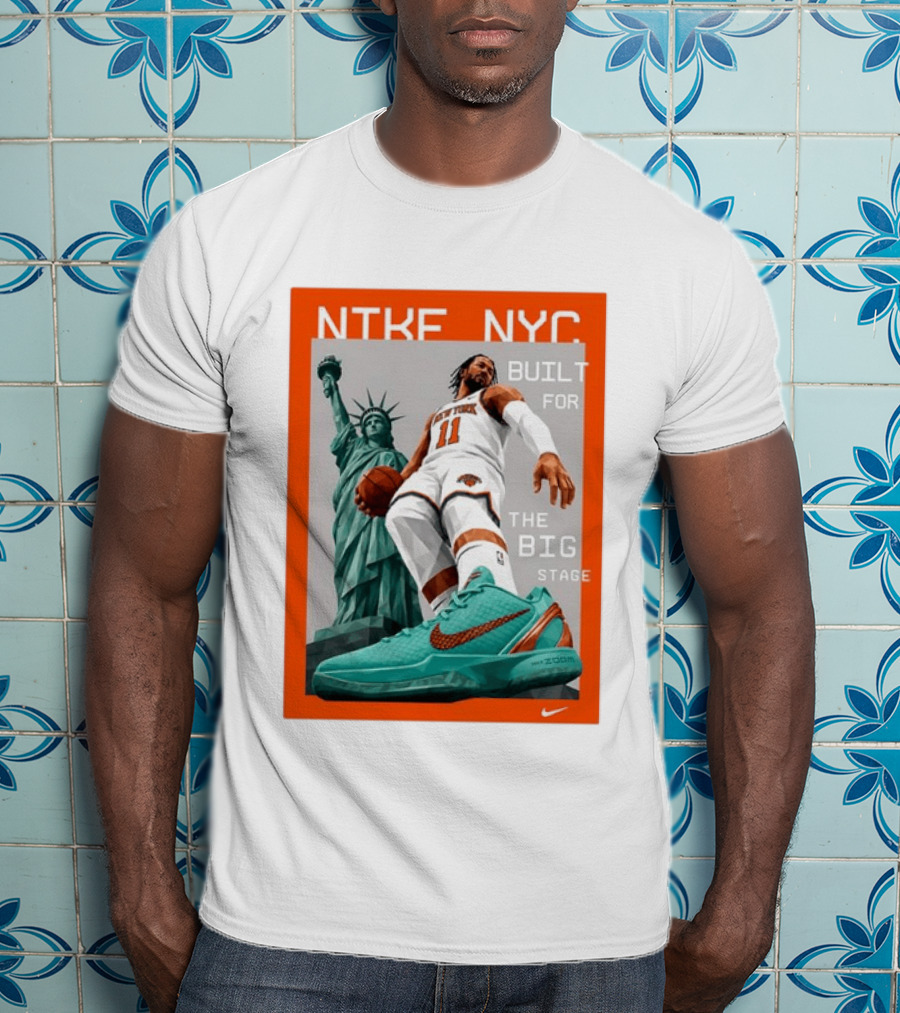 Jalen Brunson New York Knicks NTKE NYC Built For The Big Stage Statue Of Liberty Nike Zoom T-Shirt
