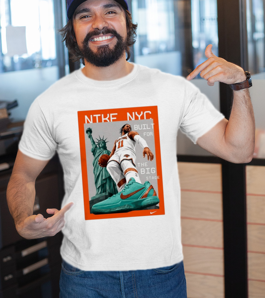 Jalen Brunson New York Knicks NTKE NYC Built For The Big Stage Statue Of Liberty Nike Zoom T-Shirt