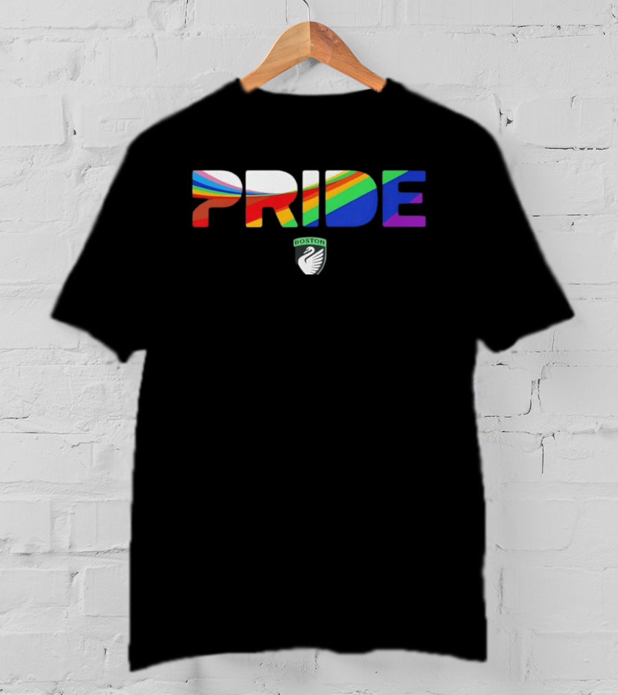 Boston Legacy FC Pride Rainbow Stripes 2026 Swan T-Shirt