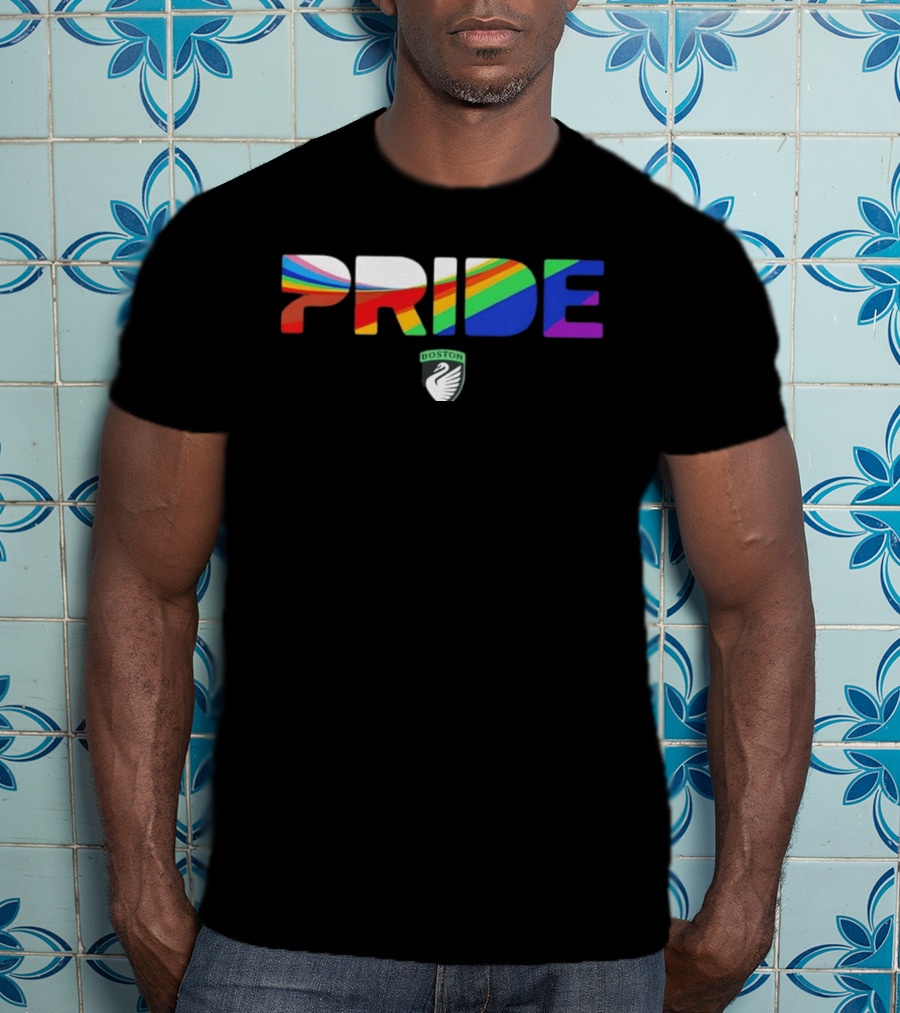 Boston Legacy FC Pride Rainbow Stripes 2026 Swan T-Shirt