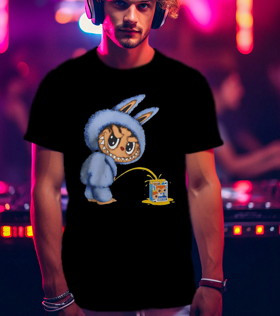 Labubu Peeing On Pop Figures Juice Box Fun Concept T-Shirt