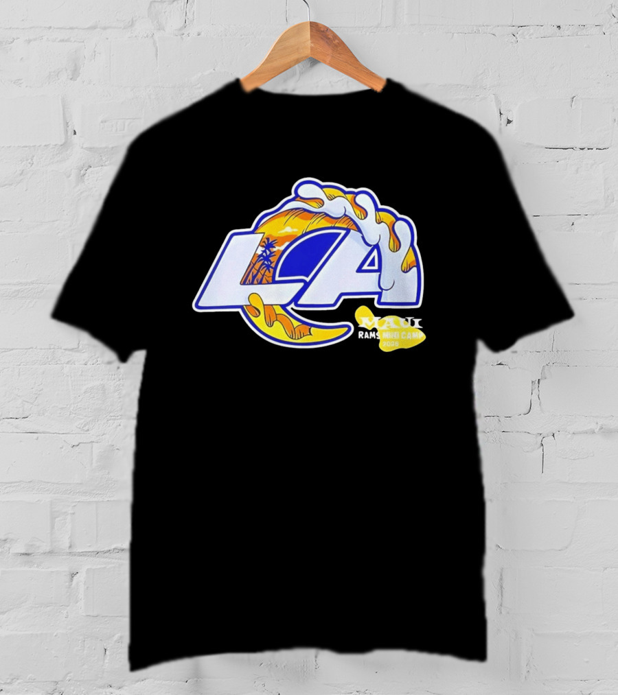 Los Angeles Rams Maui 2026 Minicamp Wave Logo Palm Trees Sun Island T-Shirt