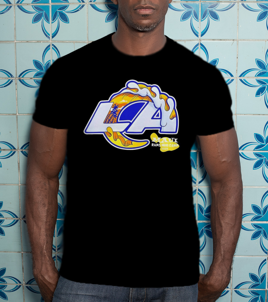Los Angeles Rams Maui 2026 Minicamp Wave Logo Palm Trees Sun Island T-Shirt
