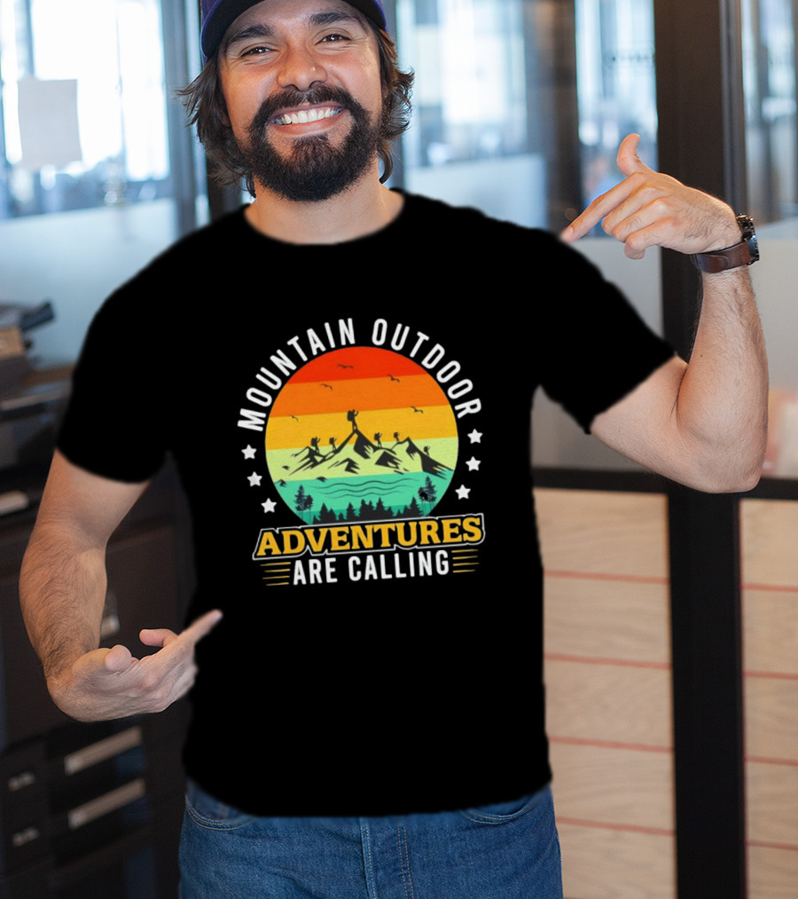 Mountain Outdoor Adventures Are Calling Vintage Sunset Hiking T-Shirt