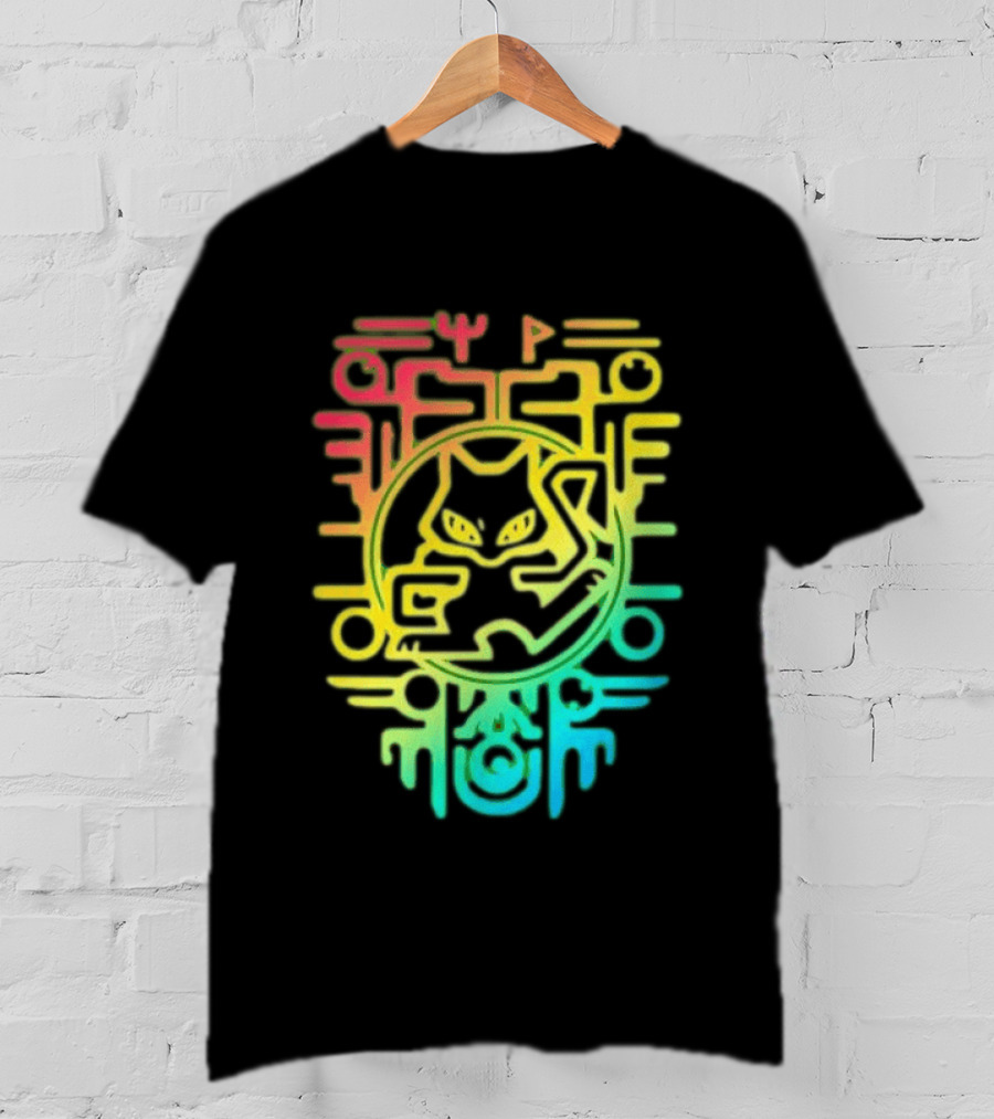 Og Ancient Mew And Mewtwo Pokemon Holographic Hieroglyphic T-Shirt