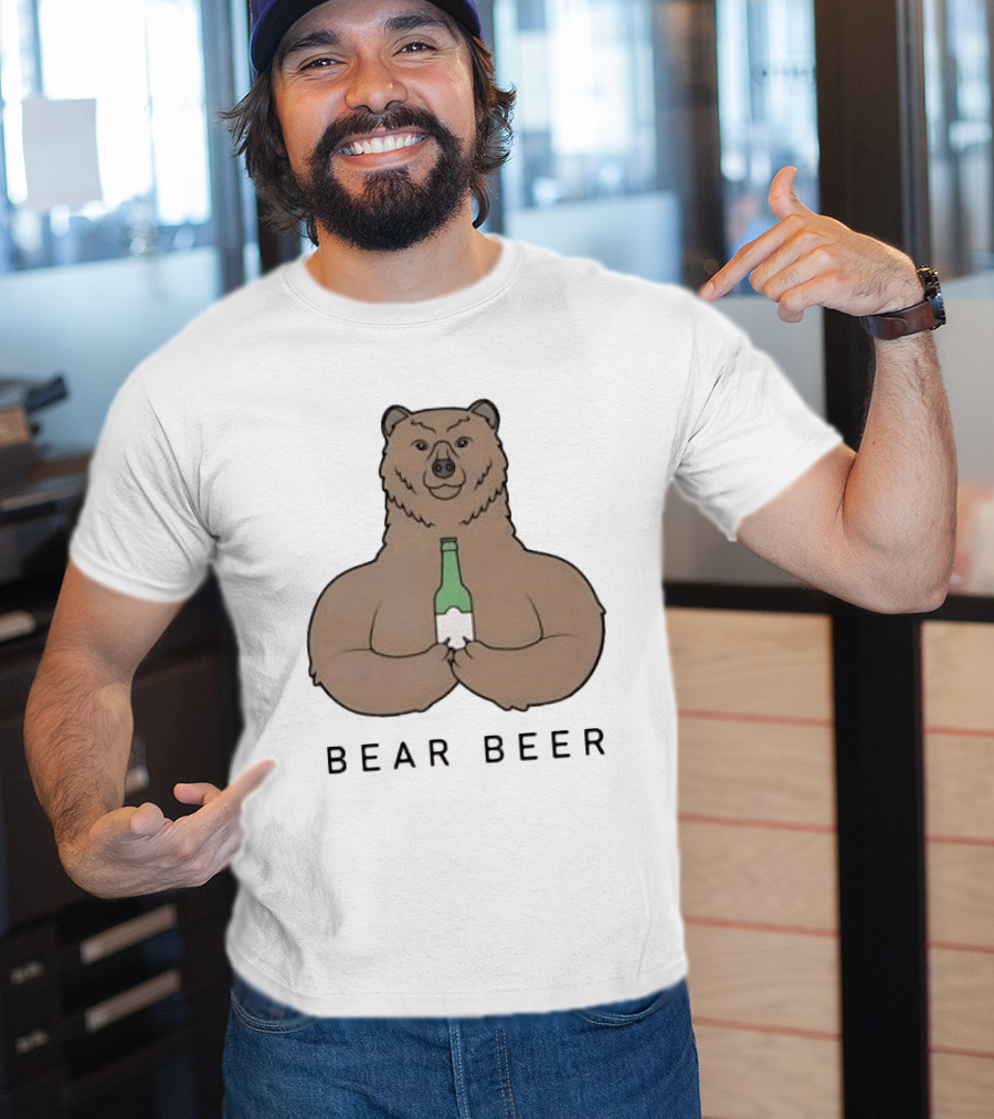 Bear Beer Meme Bottle Holding Bear T-Shirt