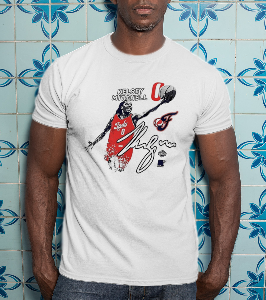 Kelsey Mitchell Indiana Fever WNBPA Round21 Indy 0 Basketball Jersey And Signature T-Shirt