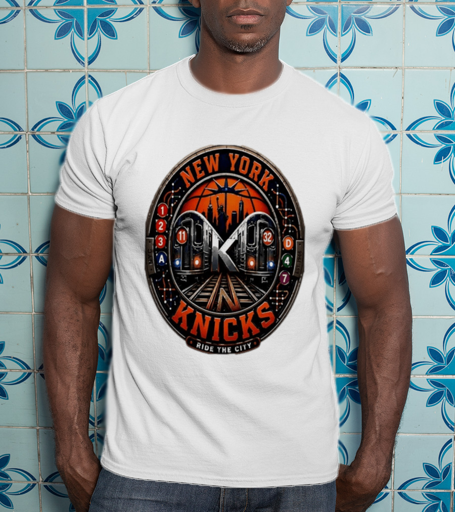 New York Knicks Ride The City Subway Basketball Skyline T-Shirt