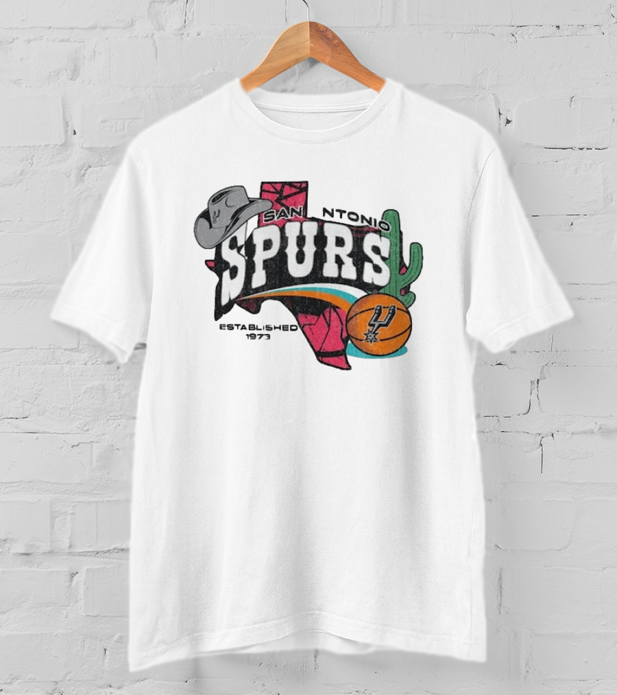 San Antonio Spurs Established 1973 Texas Map Basketball Cactus Cowboy Hat T-Shirt