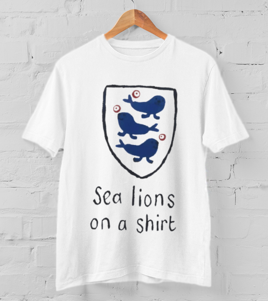 Sea Lions On A Shield Logo England Football Playful T-Shirt