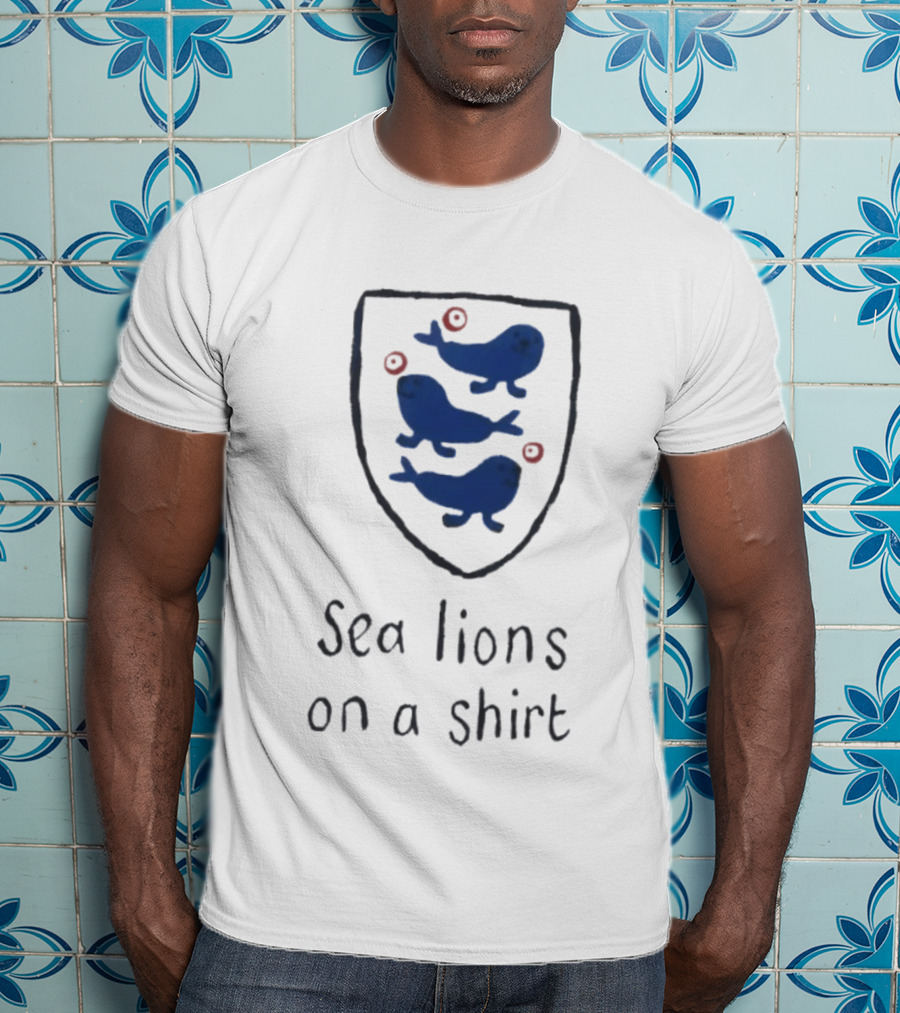 Sea Lions On A Shield Logo England Football Playful T-Shirt