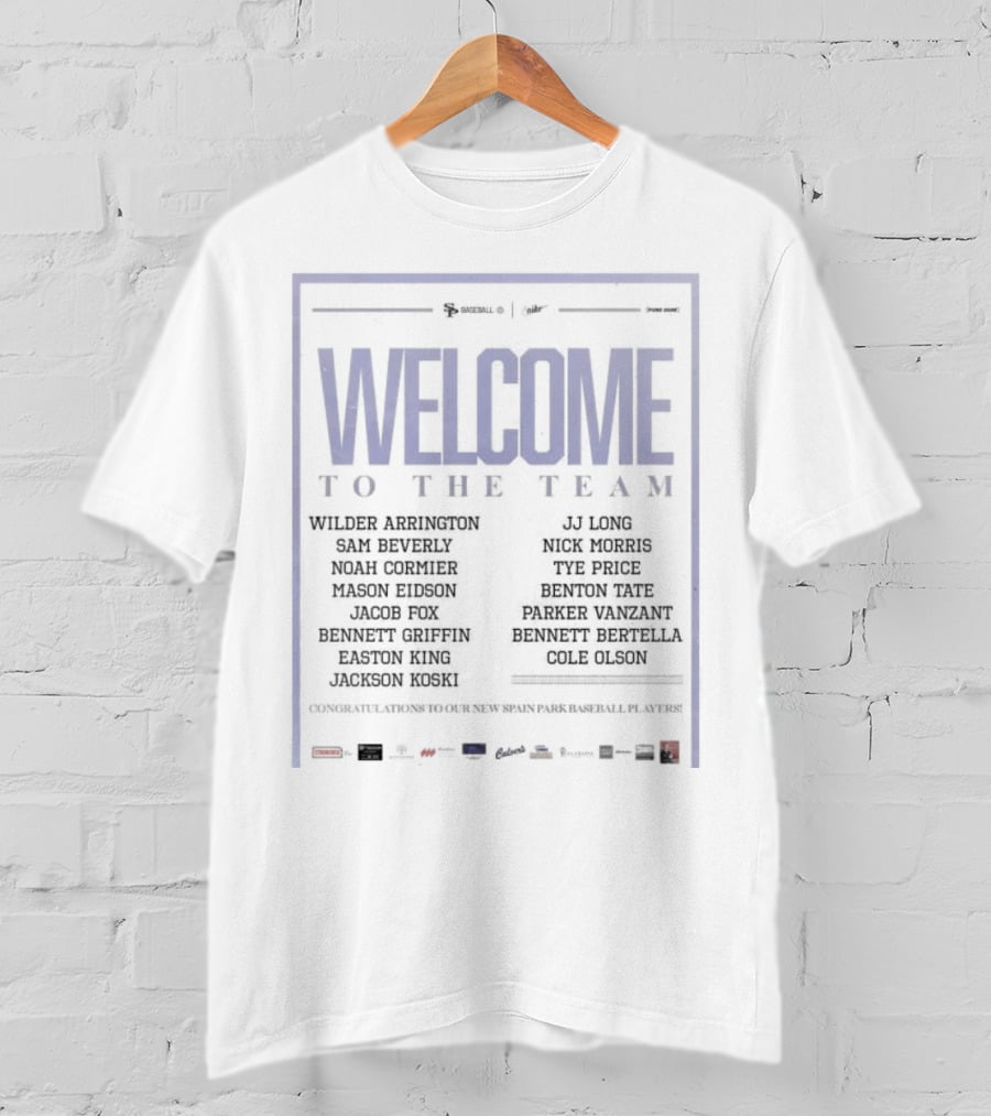 Welcome To The Team Spain Park Baseball Players Names List T-Shirt