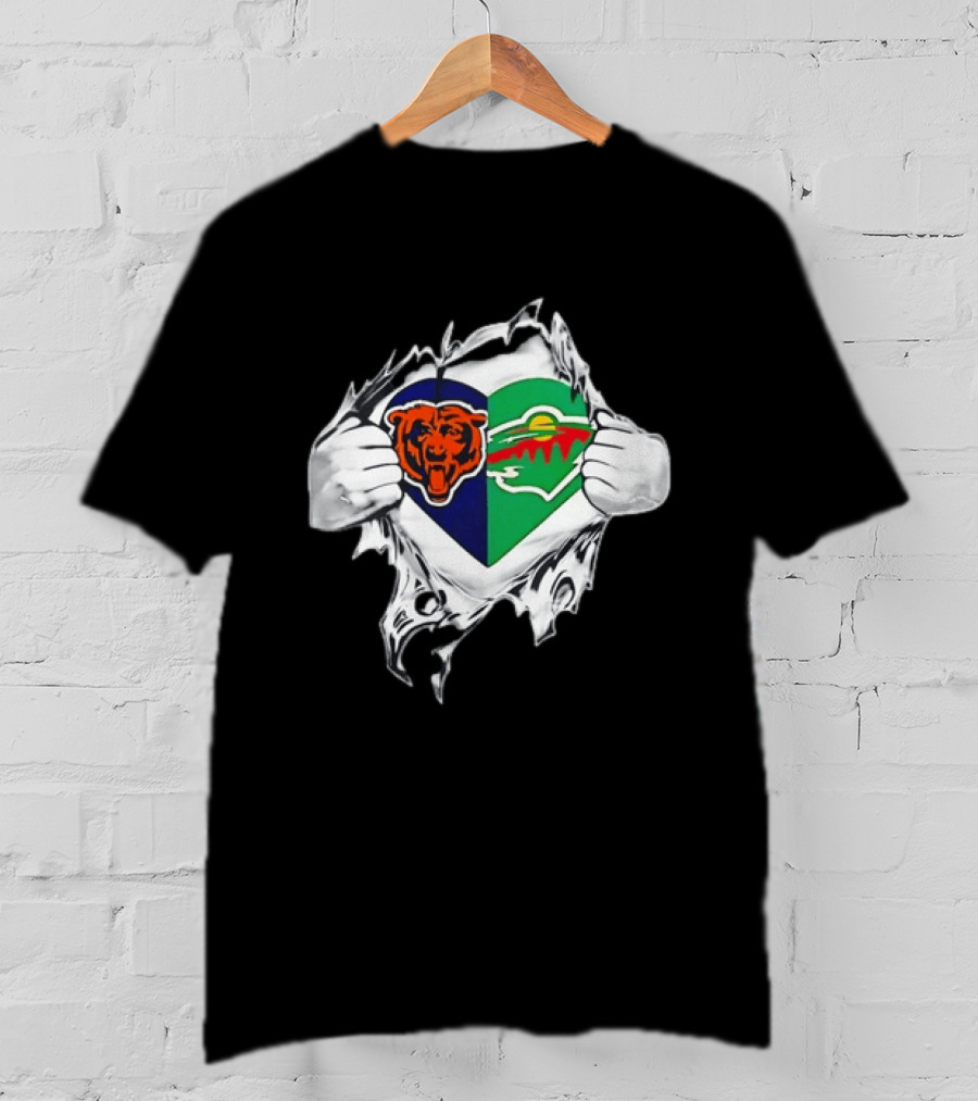 Bears Wild Heart Ripping Open Dual Fans T-Shirt
