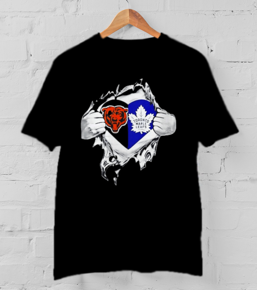 Bears Toronto Maple Leafs Heart Ripping Open Concept T-Shirt
