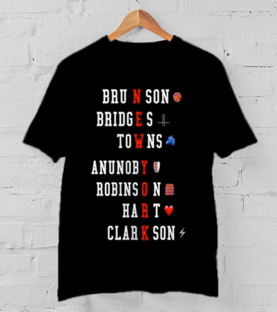 Brunson Bridges Towns Anunoby Robinson Hart Clarkson New York Knicks NBA Basketball T-Shirt